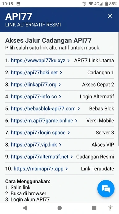 Tampilan link alternatif api77