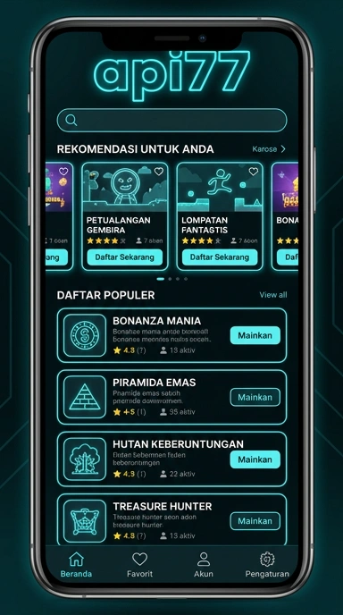 Tampilan katalog aplikasi api77