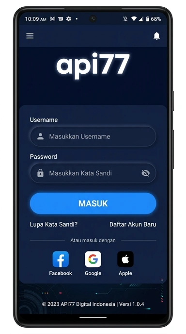 Tampilan halaman login api77