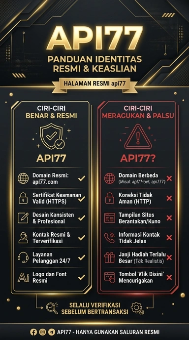 Tampilan kanal resmi api77
