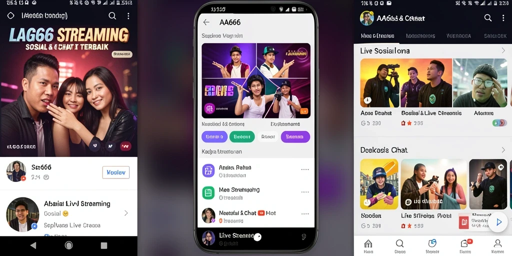 Tampilan antarmuka aplikasi AA666 untuk Live Streaming yang menarik dan interaktif.