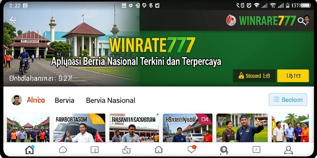 Tampilan antarmuka aplikasi WINRATE777 yang modern dan informatif.